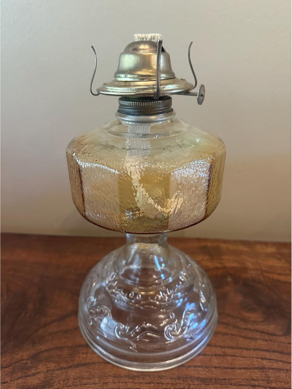 Vintage Oil Lamp Glass Decor P and A Risdon MFG. Co. Made In USA